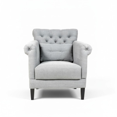 Sillón Club Lounge, sillón diseñador, sofá tapizado de 1 plaza para relajarse con televisión en gris.