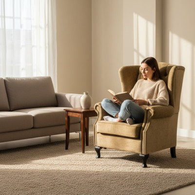 Ohrensessel Sillón Sillón Televisión Silla Tapizada Sofá Relajante 1 Plaza Chesterfield