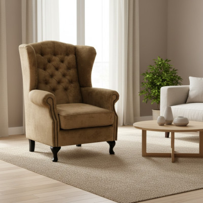 Ohrensessel Sillón Sillón Televisión Silla Tapizada Sofá Relajante 1 Plaza Chesterfield