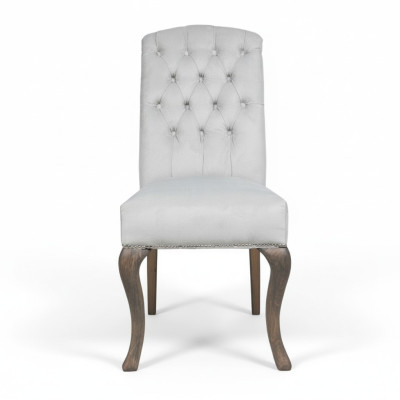 Diseñador de sillas Chesterfield grises, conjunto de tapizado de dos unidades para grupo hotelero.