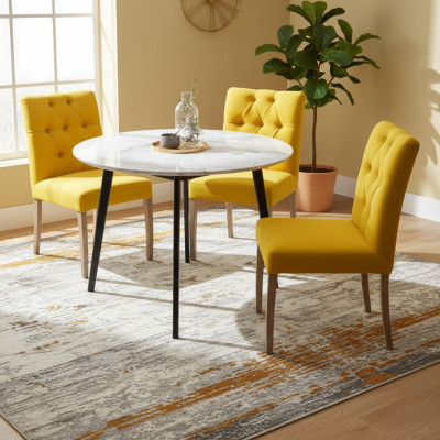 Conjunto de sillas Chesterfield amarillas exclusivas x6 Sillas tapizadas para el comedor.