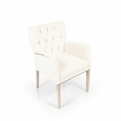 Moderno sillón tipo Chesterfield blanco tapizado de un solo asiento, sillones textiles para el comedor.