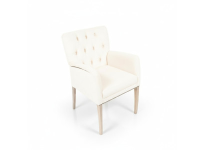 Moderno sillón tipo Chesterfield blanco tapizado de un solo asiento, sillones textiles para el comedor.