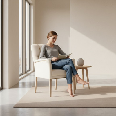 Conjunto de asientos Chesterfield blancos para el comedor, grupo de sillas x4 sillones butacas.