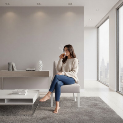 Moderno sillón Chesterfield tapizado en blanco Sillón de lujo para una plaza