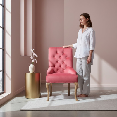 Silla de diseño Chesterfield roja de lujo con tapizado de cuero para taburetes de bar.