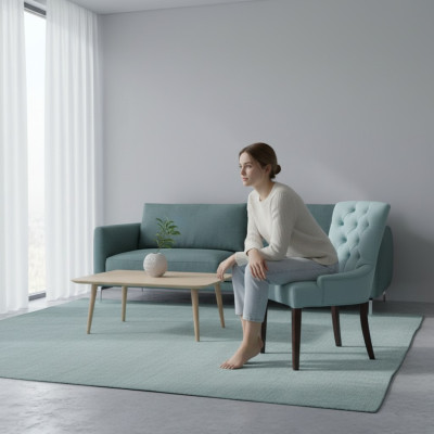 Silla clásica Chesterfield azul, tapizada en tela, sillón.