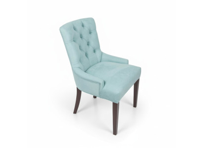 Silla clásica Chesterfield azul, tapizada en tela, sillón.