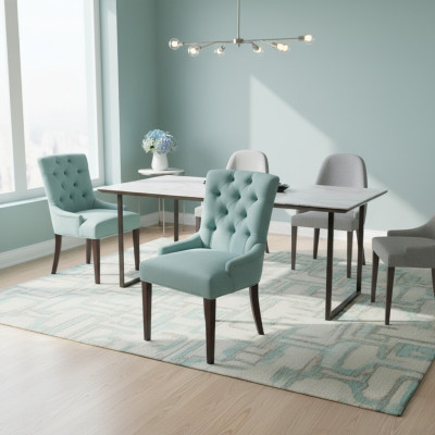 Diseño de sillas Chesterfield Conjunto de sillas tapizadas Grupo de hoteles 6xSet Nuevo Textil