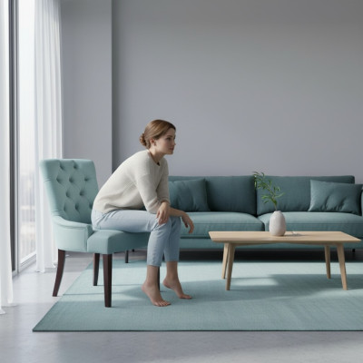 Conjunto de sillas Chesterfield azul claro modernas para comedor Conjunto de 8 sillas de comedor.