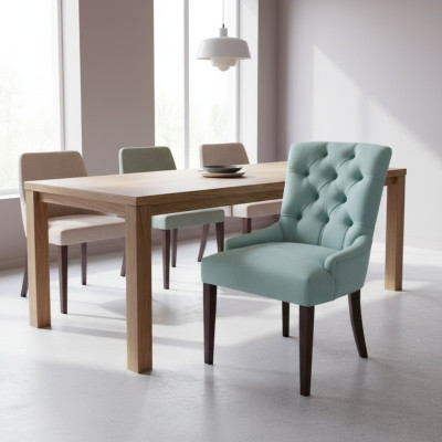 Conjunto de sillas Chesterfield azul claro modernas para comedor Conjunto de 8 sillas de comedor.