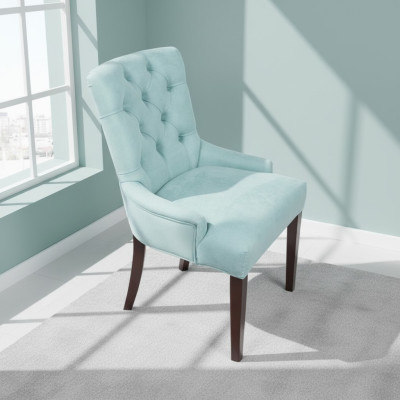 Conjunto de sillones Chesterfield azul claro moderno con diseño de sillas de diseño lujosas
