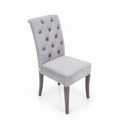 Silla Chesterfield gris exclusiva. Silla de comedor de diseñador de lujo de un solo asiento.