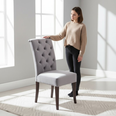 Diseño de silla Chesterfield, grupo de sillas de hotel de tela tapizada, conjunto de 2 unidades.