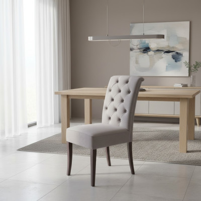Grupo de sillas Chesterfield gris de diseñador, juego de muebles de asientos x4- conjunto de sillas.