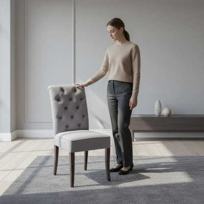Sillas Chesterfield juego de salón, diseñador, grupo de 8 sillas de comedor con respaldo alto.
