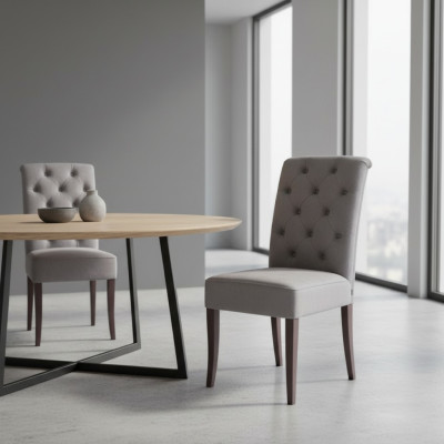 Sillas Chesterfield juego de salón, diseñador, grupo de 8 sillas de comedor con respaldo alto.