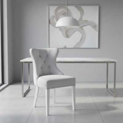 Silla gris acolchada Chesterfield del diseñador Einitzer, sillas de respaldo para comedor muebles de comedor.