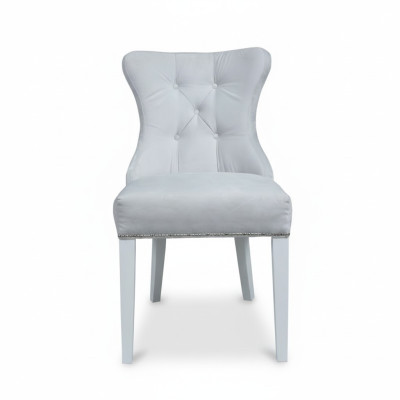 Silla gris acolchada Chesterfield del diseñador Einitzer, sillas de respaldo para comedor muebles de comedor.