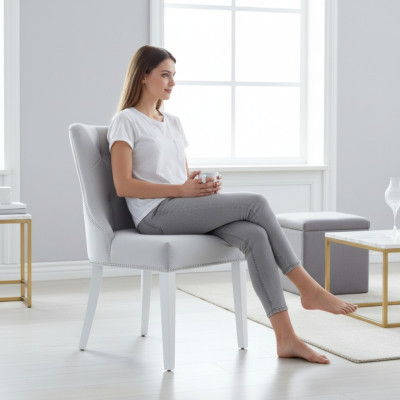 Set de sillas de diseñador x8, sillas de respaldo de cuero tapizadas, sillas para restaurante muebles.