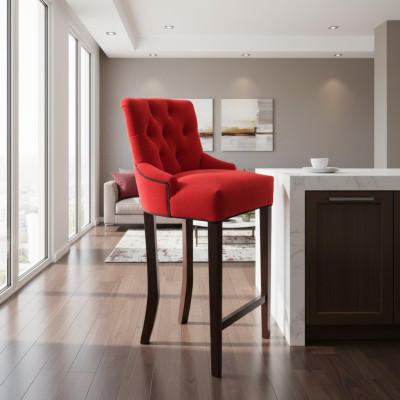 Taburete de bar Chesterfield rojo exclusivo Sillón de bar taburete de salón Muebles de asiento