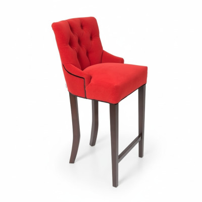 Silla de barra roja Chesterfield Sillón Conjunto de sillas de hotel Tapizado textil Grupo x10 Set