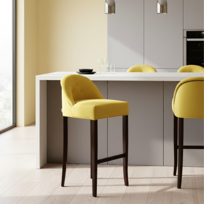 Taburete de bar Chesterfield amarillo, un asiento moderno de lujo para salas de estar.