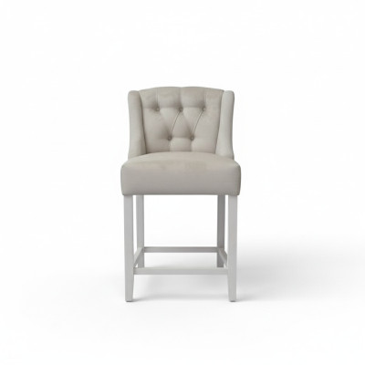 Taburete de bar Chesterfield de color gris claro diseñado por un diseñador. Asiento lujoso para una persona.