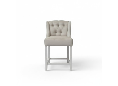 Taburete de bar Chesterfield de color gris claro diseñado por un diseñador. Asiento lujoso para una persona.