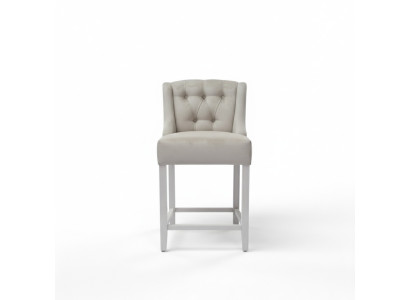 Exclusivo set de 4 taburetes de bar Chesterfield con asientos de tela de diseñador.