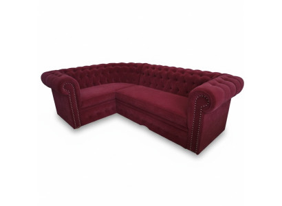 Sofá esquinero Chesterfield tapizado en terciopelo, sofá de esquina acolchado, asientos acolchados, sofás de esquina.