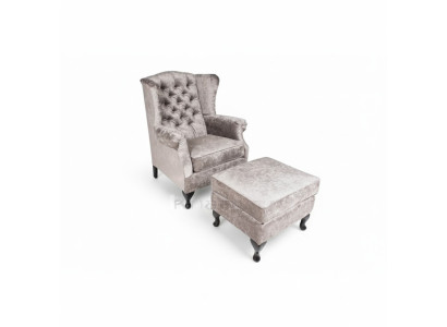 Taburete Beige de diseñador de lujo, taburete acolchado de asiento textil para relajarse junto al sofá.