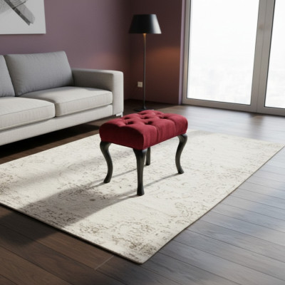 Taburete Roma Lujo Diseñador Taburete Acolchado Asiento Textil Relax Complemento Sofá Nuevo