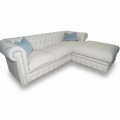 Sofá de esquina de terciopelo Chesterfield textil tela sofá de esquina tapizado conjunto de sofá en esquina.