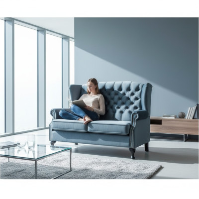 Sofá de 2 plazas Chesterfield, diseño acolchado de lujo, sofás, sillón de orejas.
