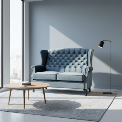 Sofá de 2 plazas Chesterfield, diseño acolchado de lujo, sofás, sillón de orejas.