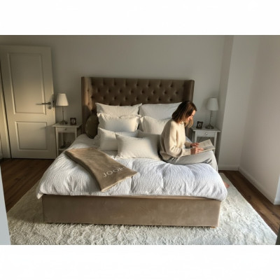 Chesterfield cama tapizada doble camas de hotel dormitorio 140x200cm marrón nuevo
