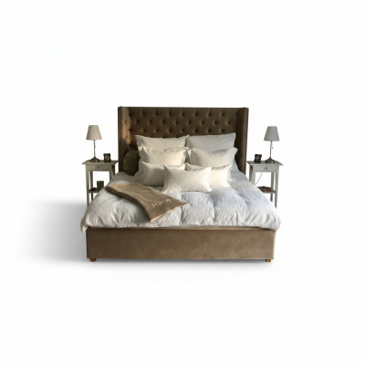 Chesterfield cama tapizada doble camas de hotel dormitorio 140x200cm marrón nuevo