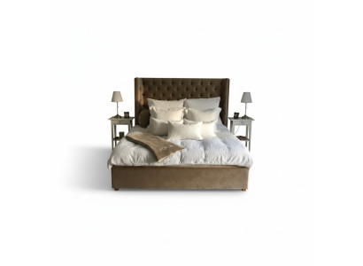 Chesterfield cama tapizada doble camas de hotel dormitorio 140x200cm marrón nuevo