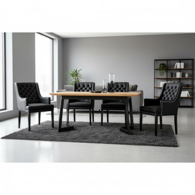 Mesa de comedor de diseñador 4 sillas de respaldo Chesterfield Grupo de asientos