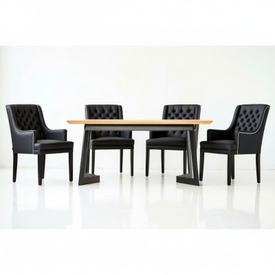 Mesa de comedor de diseñador 4 sillas de respaldo Chesterfield Grupo de asientos