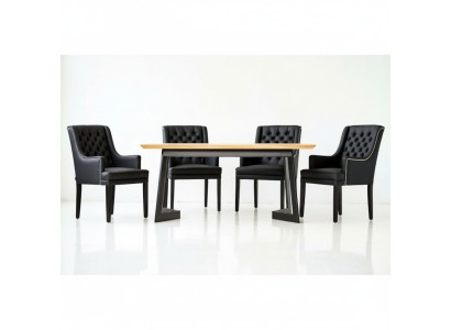 Mesa de comedor de diseñador 4 sillas de respaldo Chesterfield Grupo de asientos