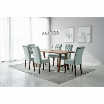 Diseño de mesa de comedor 4 sillas de respaldo Chesterfield Comedor 5 piezas conjunto