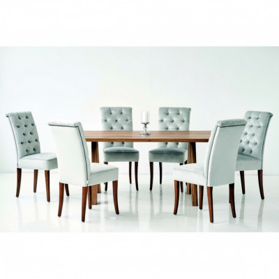 Conjunto de comedor Chesterfield moderno: mesa de comedor de lujo con 6 sillas Chesterfield.