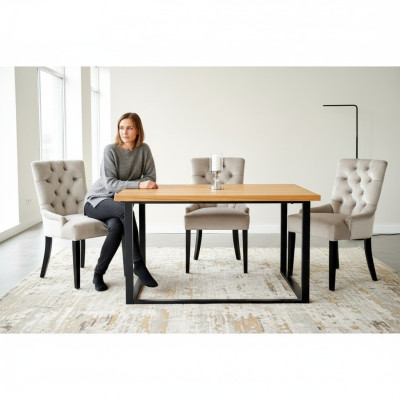 Mesa de comedor + 4 sillas Chesterfield grupo de juego de muebles tapizado
