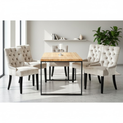 Mesa de comedor + 4 sillas Chesterfield grupo de juego de muebles tapizado