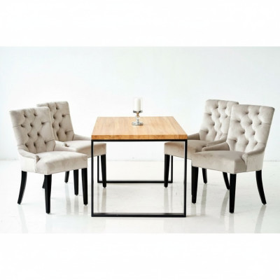 Mesa de comedor + 4 sillas Chesterfield grupo de juego de muebles tapizado