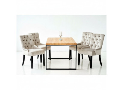 Mesa de comedor + 4 sillas Chesterfield grupo de juego de muebles tapizado