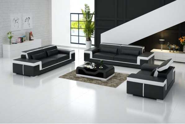 Diseño sofá tapizado sillones de cuero moderno juego de sofá completo de 3+1 plazas nuevo