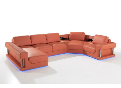 Sofá de cuero conjunto de salón sofá esquinero diseño moderno sofá con USB